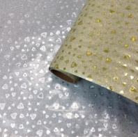 Пленка блестящая "Сердечки" 50см 5м, золото