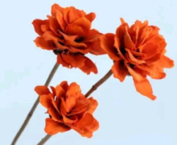 "Камелия" ручной работы длина 50 см 3 шт размер цветка 5*6 см  оранжевый