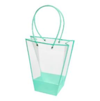 Прозрачная сумка-трапеция с пластиковыми ручками, 24x12x26cm, цв. тиффани Прозрачная сумка-трапеция с пластиковыми ручками, 24x12x26cm, цв. тиффани