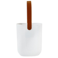 Акриловая ваза для цветов, плоская с пластиковой ручкой, ширина 12,5cm, высота 16cm, цв. Белый