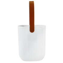 Акриловая ваза для цветов, плоская с пластиковой ручкой, ширина 12,5cm, высота 16cm, цв. Белый