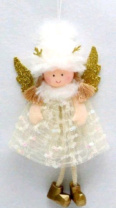Новогоднее декоративное изделие Фея на подвеске 1 шт 16 см молочный Новогоднее декоративное изделие Фея на подвеске 1 шт 16 см молочный