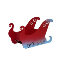 Декоративное новогоднее кашпо "Сани" цв. красные с напылением