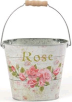 Декоративное овальное кашпо-ведерко "Розы" 18X11.5XH15.5/26.5 см. металл