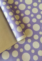 Крафт бумага "Шары большие" фиолетовый цв. на коричневом фоне 70 см* 8,5 ярд ± 5%