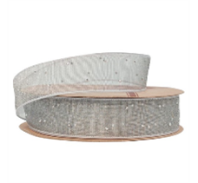 Лента органза "Жемчуг" 25mm*10 ярд серый Лента органза "Жемчуг" 25mm*10 ярд серый