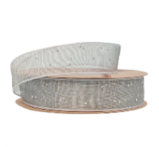 Лента органза "Жемчуг" 25mm*10 ярд серый 