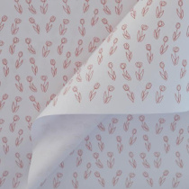 Крафт бумага "Тюльпаны" красный цв. на белом фоне 720мм/60гр/10м± 5%