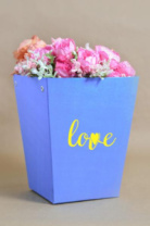 Трапеция с дном большая 225*180*180 с золот. тиснением "Love" светлый фиолет