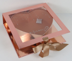 Коробка для цветов "От всего сердца" 25,3*25,2*8,2H, 1 шт., розовое золото