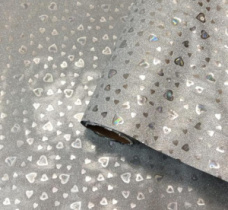 Пленка блестящая "Сердечки" 50см 5м, серебро