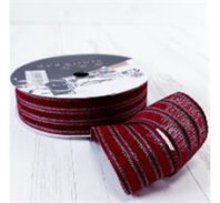Лента тканевая "Полосы", 28mmx20yds, цв. винный Лента тканевая "Полосы", 28mmx20yds, цв. винный
