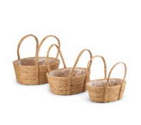 Набор корзин плетеных (рогоз), 35x27x16x35см; 31x23x14,5x32см; 27x19x13x29см; 3 шт, цв. натуральный