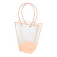 Прозрачная сумка-трапеция с пластиковыми ручками, 24x12x26cm, цв. персиковый Прозрачная сумка-трапеция с пластиковыми ручками, 24x12x26cm, цв. персиковый