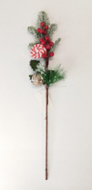 Ветка заснеженная с леденцом , ягодами и шишкой 53 см Ветка заснеженная с леденцом , ягодами и шишкой 53 см