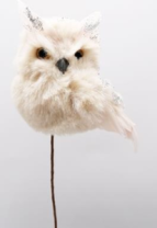 Фигурка декоративная Сова на палочке, 12x5x26 см, молочный