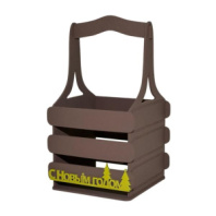 Декоративный ящик реечный квадратный 140*125*h240 "С Новым Годом!" коричневый декор золото