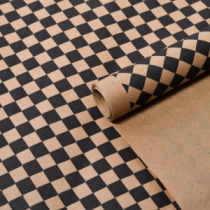 Крафт бумага "Ромбы" черный цв. на коричневом фоне 70 см*8,5 ярд ± 5%