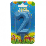 Свеча цифра Геометрия Синяя бирюза №2 7см ДБ