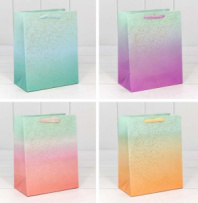 Пакет подарочный "Градиент" с блестящими вкраплениями (микс) 18*23*10