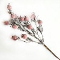 Ветка с ягодами заснеженная, 22см, красный