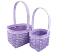 Набор корзин из бересты (секвойя) 2шт, овал, 22*17*12.5/32.5, 16*12*12/27, сиреневый