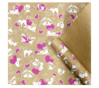 Крафт бумага Ля Мур белый/розовый на коричневом фоне 720мм/60гр/10м± 5%