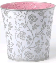 Декоративное кашпо D17,5XH17/B13СМ, белый/серебро/св.розовый, металл