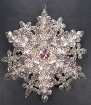 Фигурка декоративная Снежинка на подвеске украш. глиттером и камнем 13 см акрил Фигурка декоративная Снежинка на подвеске украш. глиттером и камнем 13 см акрил