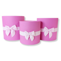 Коробки круглые без крышек Набор из 3х (16*16/18*18/20*20) с бантиком малиновый