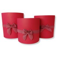 Коробки круглые без крышек Набор из 3х (16*16/18*18/20*20) с бантиком красный