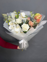 Быстросборная упаковка Форма №4. Цвет: матовая чередуется с серой пленкой, размер букета; в55,ш50 Быстросборная упаковка Форма №4. Цвет: матовая чередуется с серой пленкой, размер букета; в55,ш50