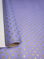 Полипленка матовая 80 мкр 60 см*8 м "Крафтовый горох" сиреневый/золото