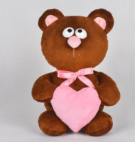 Мягкая игрушка Мишутка с сердцем коричневый