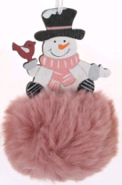 Декоративная подвеска Снеговик 12,5х8х8 см св.розовый Декоративная подвеска Снеговик 12,5х8х8 см св.розовый