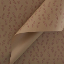 Крафт бумага "Тюльпаны" красный цв. на коричневом фоне 720мм/60гр/10м± 5%