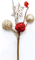 Ветка декоративными с шариком и снежинкой 21 см Ветка декоративными с шариком и снежинкой 21 см