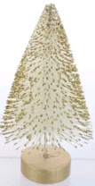 Декоративный сувенир на подставке Ель 15 см белый/золото Декоративный сувенир на подставке Ель 15 см белый/золото