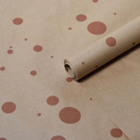 Крафт бумага "Горошина крупная" коричневый цв. на коричневом фоне  70 см*8,5 ярд ± 5%