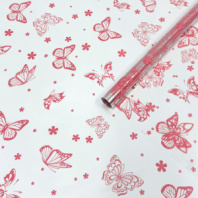 Пленка Летящие бабочки розовый 70см*200гр ± 5% Пленка Летящие бабочки розовый 70см*200гр ± 5%