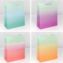 Пакет подарочный "Градиент" с блестящими вкраплениями (микс) 26*32*11