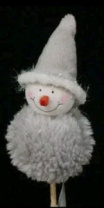 Новогоднее декоративное изделие Снеговик на палочке 8 см