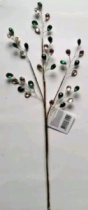 Ветка  декоративная из страз цвета шампань и зеленый  42 см 