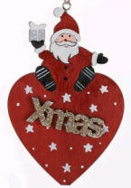 Фигурка декоративная на подвеске Санта с сердцем 12,5х8х0,7 см 