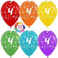 Воздушный шар (12"/30 см) Цифра 4 (звезды) Ассорти, пастель , 5 ст. 12 шт. Воздушный шар (12"/30 см) Цифра 4 (звезды) Ассорти, пастель , 5 ст. 12 шт.