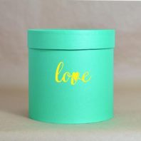 Коробка круглая 21*21 с тиснением "Love" морская волна Коробка круглая 21*21 с тиснением "Love" морская волна