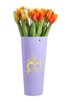 Конус под цветы 10*14*30 с тиснением "Ты в моём сердце" сиреневый