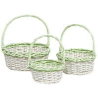 Корзины из ивы 36*14*39, 29*12,5*33, 22*11*28, 3шт, круг, белый/зеленый