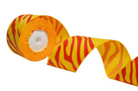 Лента репсовая 4см*10 ярд с рисунком "Зебра" желтая