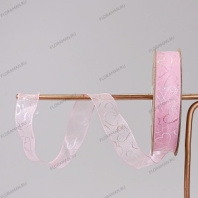 Лента органза "Перламутровые сердца" 25mm*10 ярд розовый Лента органза "Перламутровые сердца" 25mm*10 ярд розовый